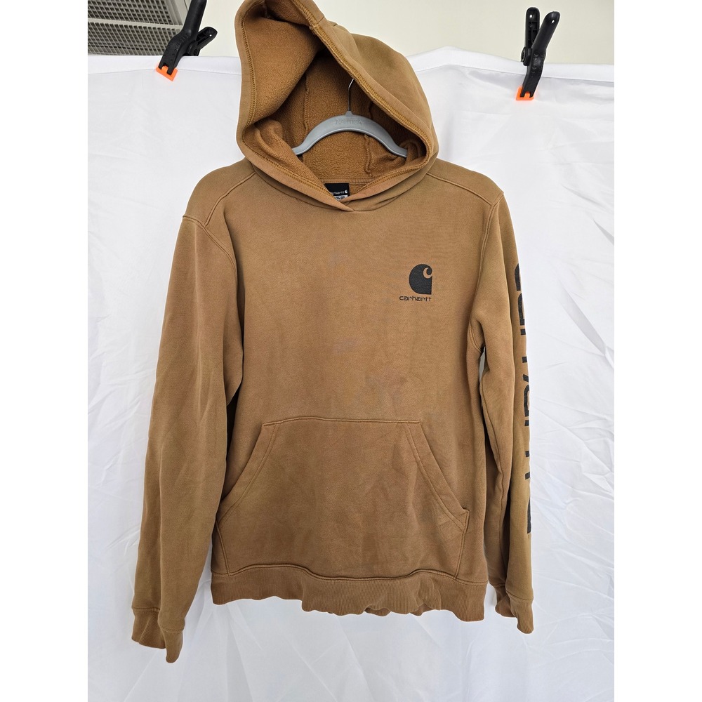 Carhartt Kids Brown Hoodie Sweatshirt‎ Graphic Logo XL